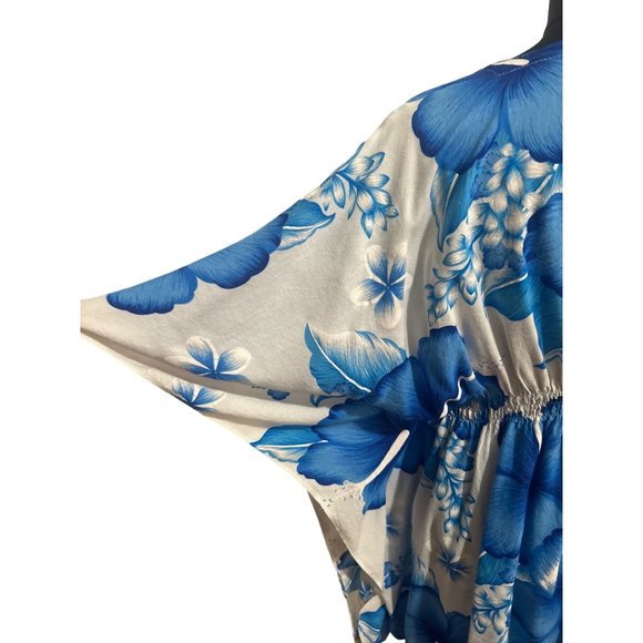Thai Two Blue & White Floral Print Beach Coverup - Picture 5 of 11